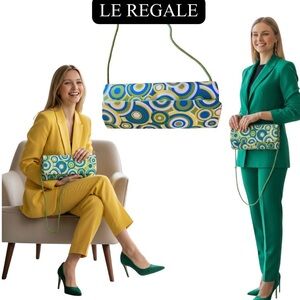 LE REGALE Satin Clutch with Strap, EUC